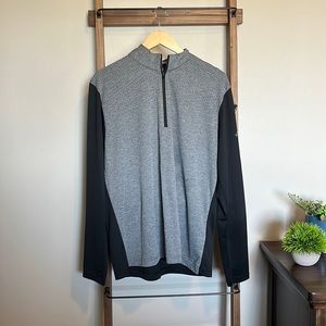 Men’s adidas long sleeve quarter zip, grey and black, size large